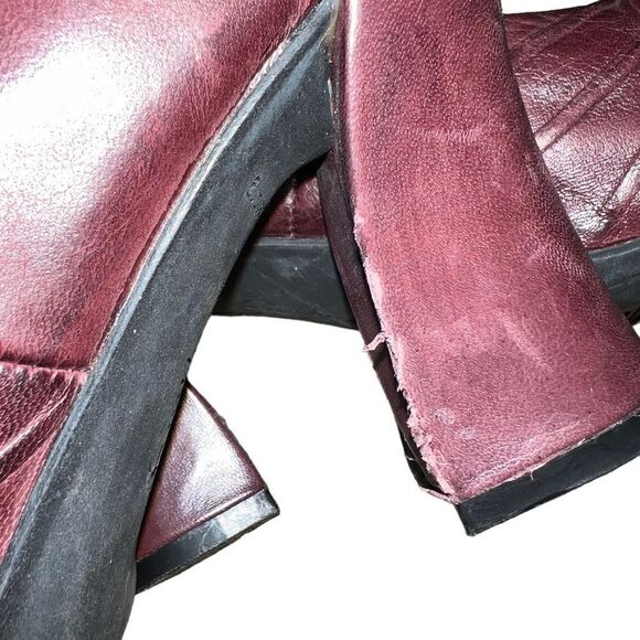 Earthies Raynia Bitter Wine leather peep toe pumps size 9.5 - Picture 5 of 9